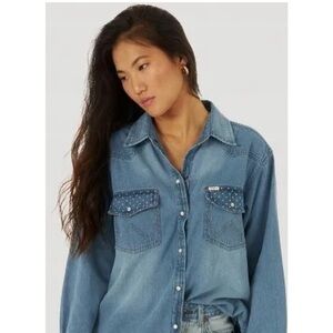 NWOT billabong x wrangler jean pearl snap shirt